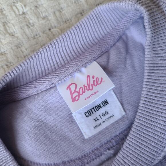 Barbie Cotton On Lavender Sweater with White Logo Women's Size XL - Picture 4 of 9